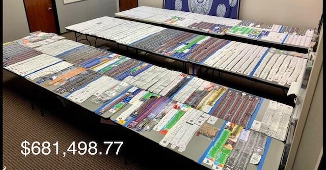 Table displaying gift card totaling $681,498.77